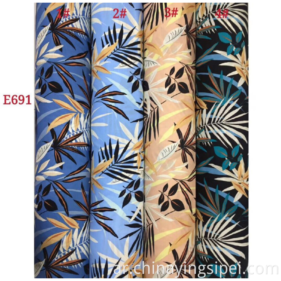 ISP النسيج 45S Soft challis Rayon Fabric Fably Rayon Floral Printed Tecido Viscose Material Viscose 100 ٪